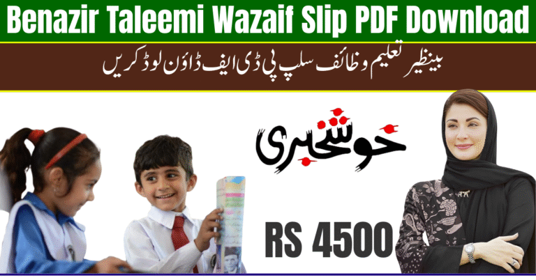 Benazir Taleemi Wazaif Slip PDF Download – School Verification Form for Beneficiaries