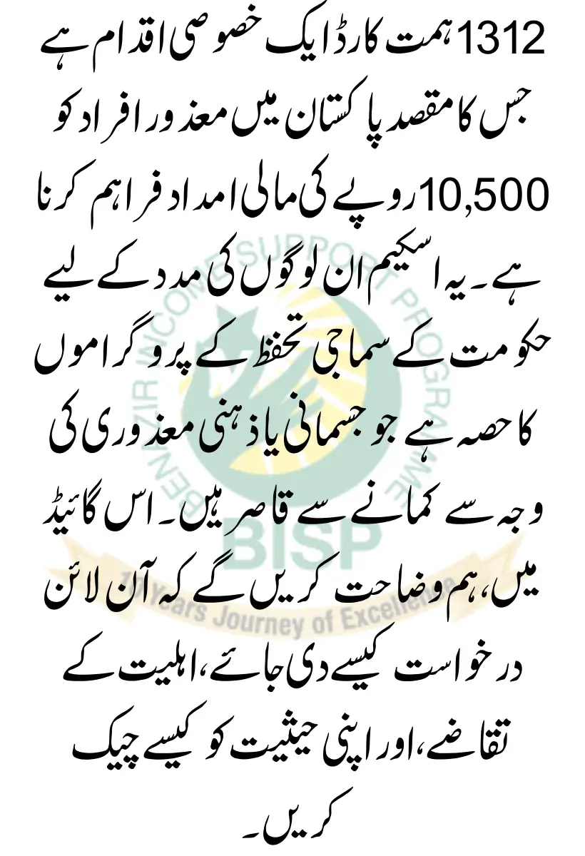 How to Get Rs 10,500 with 1312 Himmat Card – Online Apply & Status Check Guide urdu